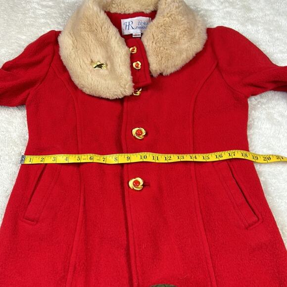 HR Ruanhong kawaii red faux fur collar coat, size 160/84a m or - Picture 9 of 11